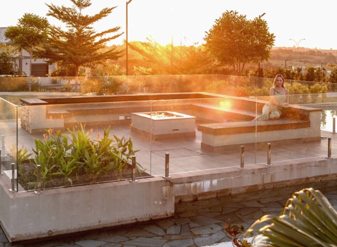 Espelho com fire pit